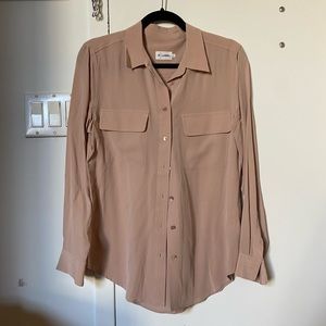 The Reset pocket button shirt 100% silk (S) in burnt rose